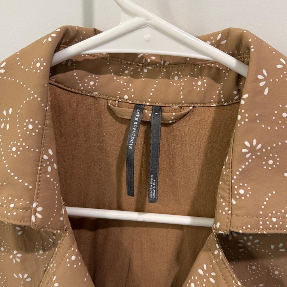 Anthropologie Floral Cutwork Cropped Trench Jacket - Picture 9 of 13